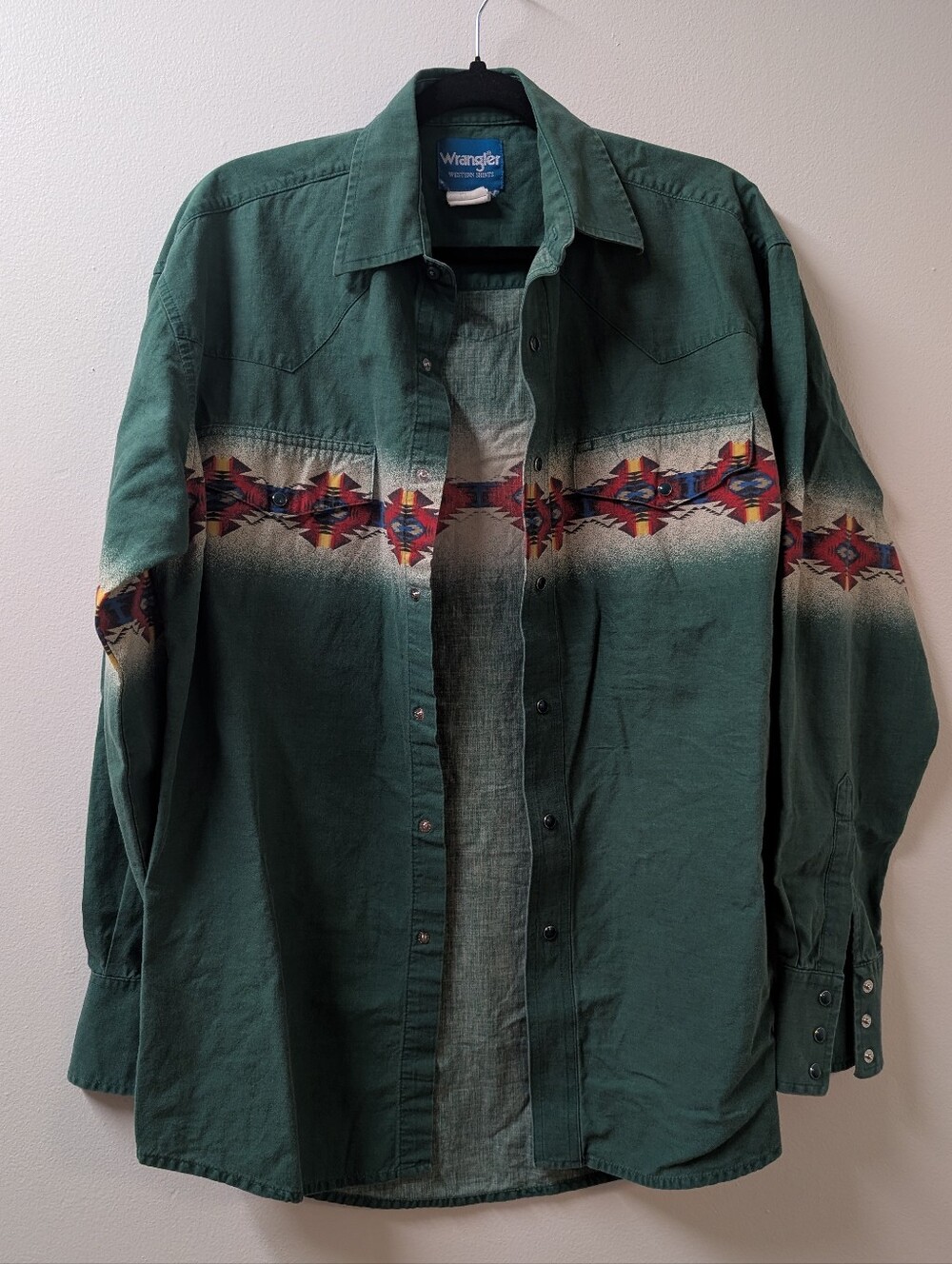 Wrangler Green Southwestern Print Medium Western Shirt